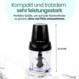 Elektrische Hakmolen - Keukenmachine - Snel Ingrediënten - 4 Roestvrij Staal Messen - 500 ml - Zwart — thumbnail 2