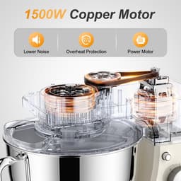 SnelShoppen - Stand Mixer Wit - 5.5L Keukenmachine met 6 Snelheden en Kneedhaak voor Bakken, Mixen, Kloppen, Perfect voor Taarten en Brood — thumbnail 4