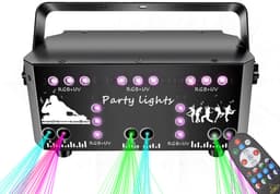 Feestlaserlamp - 21 gaten - met UV-stroboscoop - DMX DJ-discoprojector - met stroboscoop, DJ-projector en RGB LED-verlichting - geschikt voor Halloween, Kerstmis en clubs — thumbnail 1