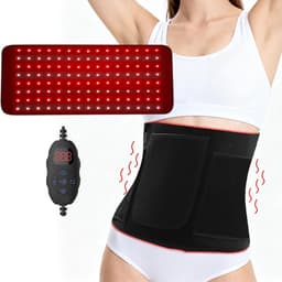 SnelShoppen - 120 LEDs Rood Licht Therapie Riem met 5 Niveaus Vibraties Massage, Infraroodlicht voor Rug, Schouder, Taille, 10 Hz Pulsmodus voor Pijnv — thumbnail 4