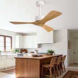Moderne 42-inch plafondventilator zonder lamp - Afstandsbediening - Stille omkeerbare DC-motor - 6-snelheden omkeerbare ventilatorinstellingen - Drie propellerbladen van massief natuurhout - Modern design — thumbnail 3