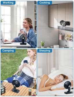 Tafelventilator Draadloos – Oplaadbare USB Ventilator, Stil, Oscillerend, 4 Snelheden, 4000 mAh Zwart — thumbnail 4