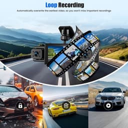 Thijox - Spiegel-dashcam met achteruitrijcamera 9,66 inch Full HD 2K, auto camera voor en achter, super nachtzicht, G-sensor, GPS, LCA, BSD, 64G-kaart — thumbnail 3