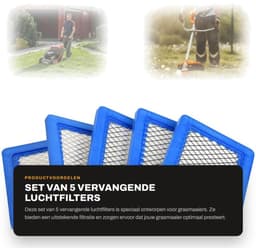 Dailygoods- Luchtfilter Vervanging PT15853 - 5 Stuks - Slijtvast - Hoogwaardige Papieren Filter - Metalen Gaasbescherming - Eenvoudige Installatie - Grasmaaierfilter — thumbnail 1