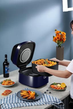 Luchtfriteuse XXL - Airfryer Gezond - Lekker Koken - Gelijkmatig en Knapperig - 7 Liter - Electric Blue — thumbnail 5
