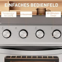 Mini Heteluchtoven met 24L Inhoud en 1600W Vermogen - RVS Zilver — thumbnail 5