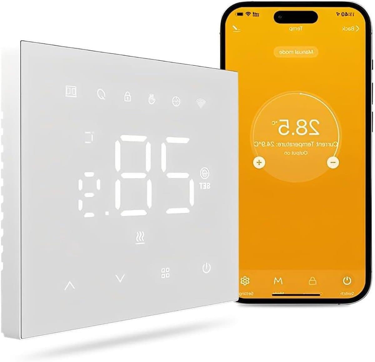 Slimme Wifi Thermostaat - Chronothermostaat Vloerverwarming - Energie Besparen - App en Spraakbesturing - 86 x 86 mm - Wit — afbeelding 1