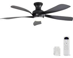Plafondventilator Met Lamp - 5 ABS Bladen - Ø 132 cm - Dimbare lamp - Met Afstandsbediening - 6 ventilatorstanden - LED's Light - Zwart — afbeelding 1