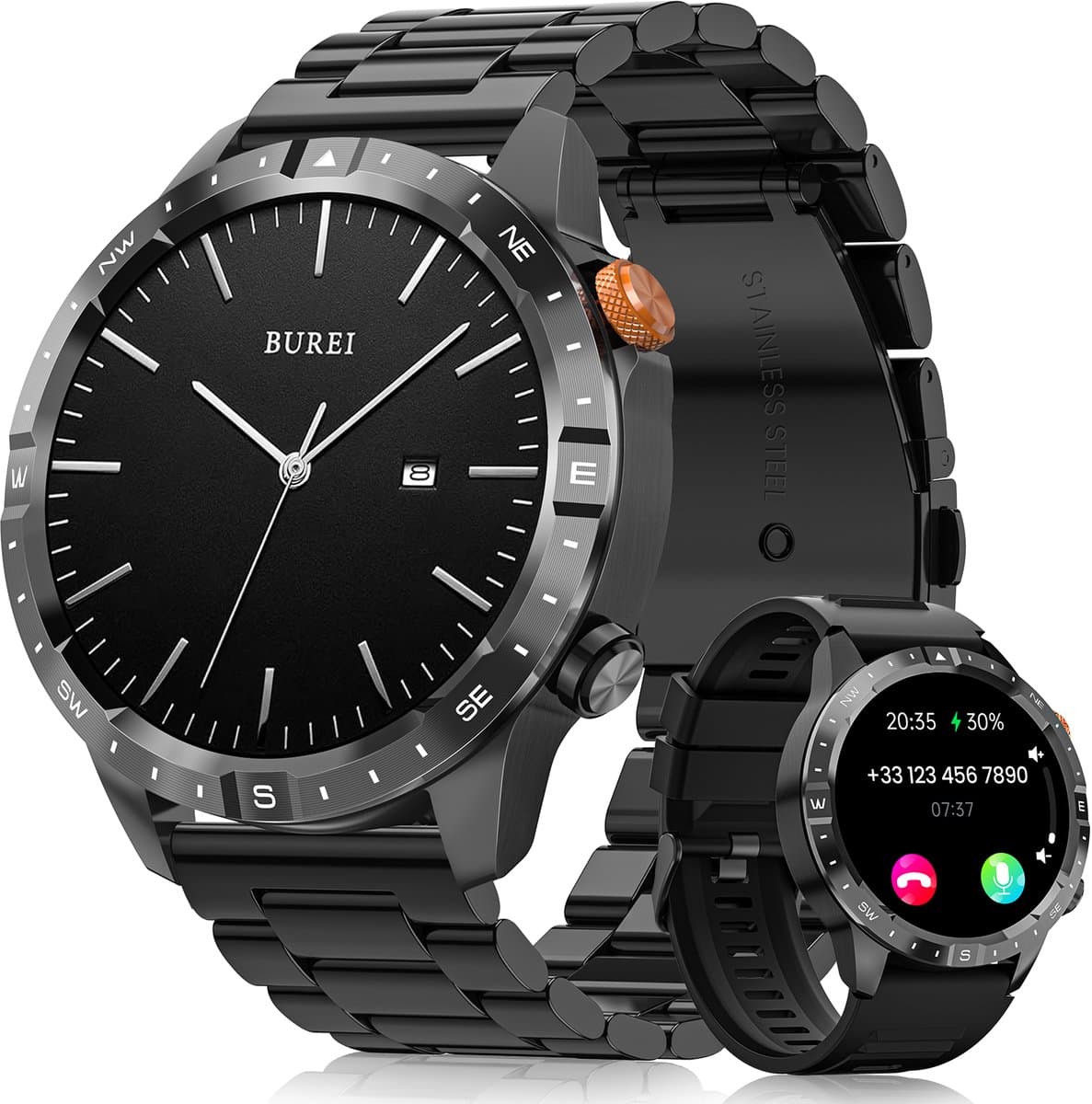 FOSMET Smartwatch Heren - Militair - 1,43" AMOLED Display - 1000mAh Accu - Hartslagmeter - HRV - SpO2 - Slaapmonitor - 70+ Sportmodi - IP68 Waterdicht - Fitness Tracker - Stappenteller - Compatibel met iOS/Android - Cadeau voor Mannen — afbeelding 1