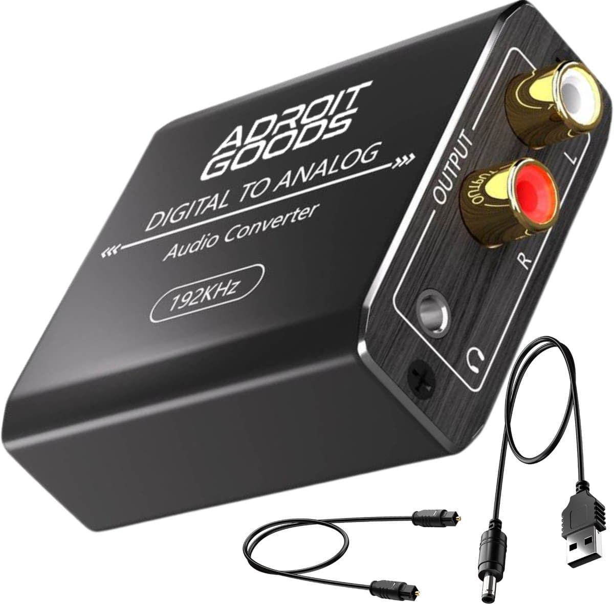 AdroitGoods Digitaal naar Analoog Audio Converter – Optical Toslink & Coaxiaal naar RCA Adapter, 192kHz DAC, Stereo Audio Converter voor TV, PS5, Xbox, Versterker — afbeelding 1