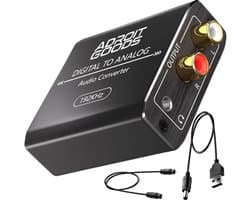AdroitGoods Digitaal naar Analoog Audio Converter – Optical Toslink & Coaxiaal naar RCA Adapter, 192kHz DAC, Stereo Audio Converter voor TV, PS5, Xbox, Versterker