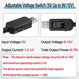 SnelShoppen - USB 5V naar 9V/12V DC Step-up Kabel met Schakelaar, USB-A naar DC 3.5x1.35mm Spanning Verhoger voor Camera, Router, Dashcam - 1M/3.28Ft — thumbnail 2