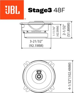 JBL Stage3 48F Autospeakers – 4 inch Coaxiaal – 50W RMS – 400W Piekvermogen – 4 Ohm — thumbnail 5