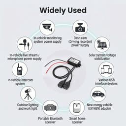 Thijox - 12 V USB-adapter, 12 V naar 5 V DC DC converter - Dual USB Step Down converter 5 V 3 A 15 W voor auto, motorfiets, boot, camper, GPS, dashcam — thumbnail 4