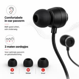 Grixx oordopjes met draad - 3.5mm jack - microfoon - handsfree bellen - Zwart — thumbnail 3