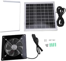 Zonneventilator Kit - Afzuigventilator Zonnepaneel - Luchtcirculatie Verbeteren - IP67 Weerbestendig - 8W Paneel 16cm Ventilator - Zilver — thumbnail 2