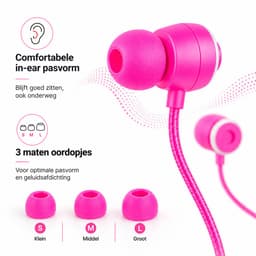 Grixx oordopjes met draad - 3.5mm jack - microfoon - handsfree Bellen - roze — thumbnail 5