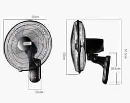 Wandventilator - Muurventilator Oscillerende - Ruimte Koelen - Stil Energiebesparend - 90 Grad Oscillatie - Zwart — thumbnail 3