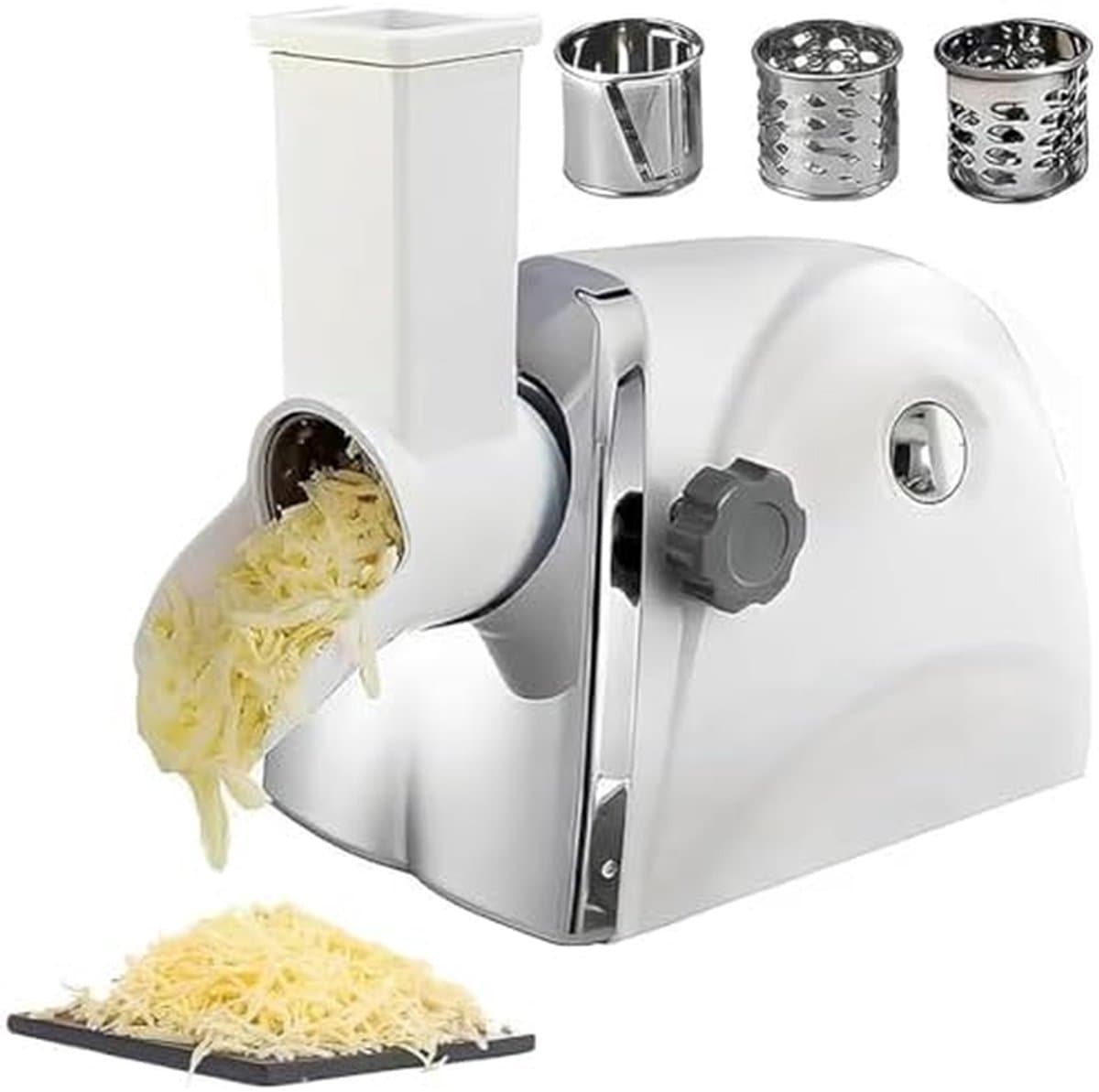 Elektrische Kaasrasp - Keukenmachine Versnipperaar - Snel Groenten Snijden - Krachtige Motor 300W - 45x24x28 cm - Zilver — afbeelding 1