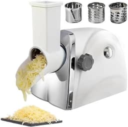 Elektrische Kaasrasp - Keukenmachine Versnipperaar - Snel Groenten Snijden - Krachtige Motor 300W - 45x24x28 cm - Zilver — thumbnail 1