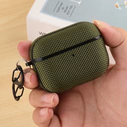 Geschikt voor AirPods Pro 3 Hoesje Nylon Waterproef met Aanhanggesp Blauw — thumbnail 3