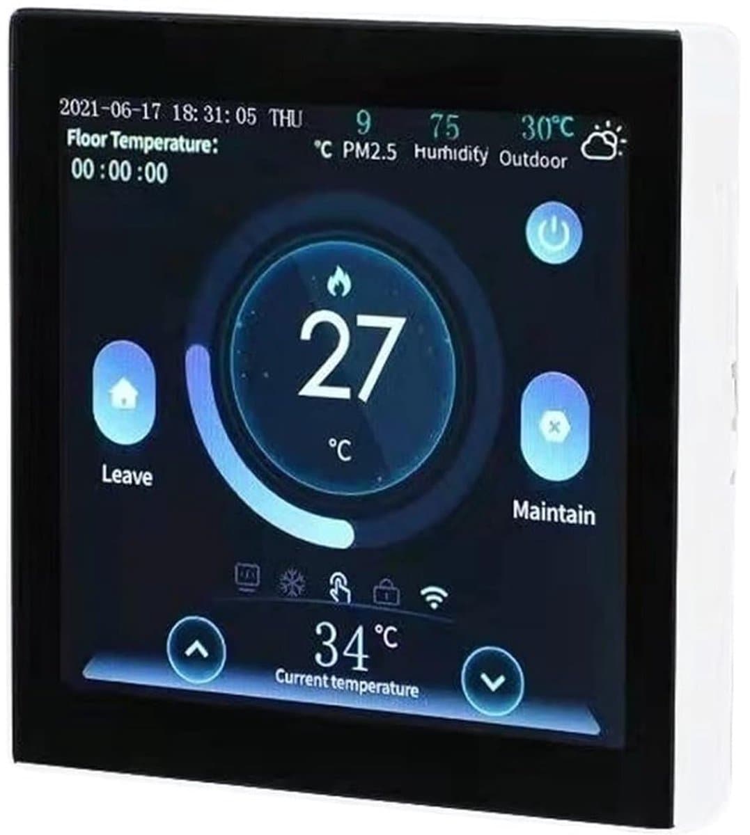 Slimme Thermostaat - Verwarmingsthermostaat Vloerverwarming - Energie Besparen - App Bediening - 86x86x15 mm - Zwart — afbeelding 1