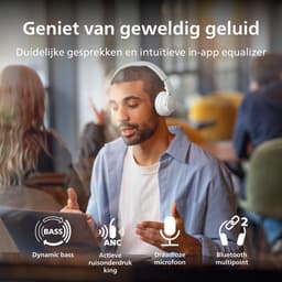 PHILIPS TAH4500WT/00 - Draadloze On-Ear Koptelefoon - Active Noise Cancelling - Bluetooth 6.0 - Tot 70 Uur Batterijduur - Dynamic Bass - Multipoint - Snelladen 5 Min = 4 Uur - Wit — thumbnail 4
