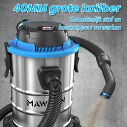 20L nat-/droogzuiger – roestvrijstalen bak, HEPA-filter, 5 meter snoer, stil ≤80dB – voor huis, auto, garage en werkplaats — thumbnail 4