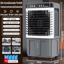 Draagbare Luchtkoeler - Verdampingskoeler Ventilator - Ruimte Koelen - Dubbele Water Tank - 90CM - Wit — thumbnail 4