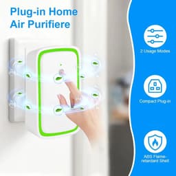 Luchtreiniger slaapkamer-Luchtreiniger huisdieren-2-delige set luchtreinigers met ionisator - Stekkerbare luchtreiniger met negatieve ionen - Draagbare mini-ionisator - Geschikt voor kantoren, kamers, badkamers en huisdieren - Wit - 9,8 x 5,8 cm — thumbnail 4