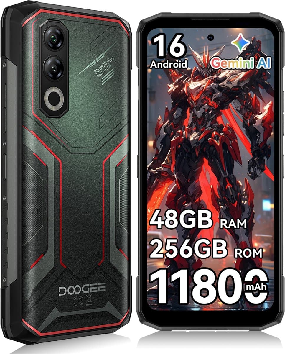 Robuuste smartphone - DOOGEE Blade20 Plus - 6,6" 120Hz - 48GB(6+42) RAM - 256GB ROM - 11800 mAh/33 W - Android 16 - NFC GPS - Rood — afbeelding 1