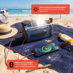 Lenco Noodradio - Noodradio Solar Opwindbaar - met DAB+/FM - 20.000 mAh Batterij - Blauw — thumbnail 5