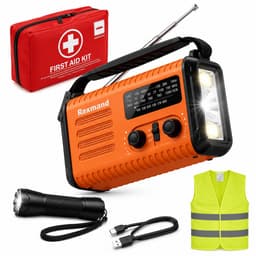 Noodradio met Solar, Dynamo & Powerbank - 20.000mAh - Inclusief 1x USB-C Kabel - LED-verlichting/Zaklamp - Draagbare Radio - SOS Alarm - AM/FM/NOAA-radio - Waterbestendig - Noodpakket — thumbnail 1
