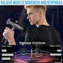 Massagepistool - Spierherstel Apparaat - Spierpijn Verlichten - 30 Snelheden 9 Koppen - 12mm Diepte - Zwart — thumbnail 4