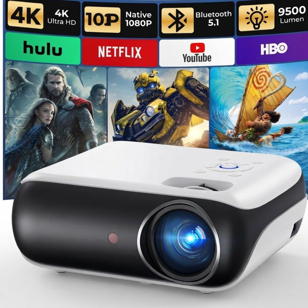 LNMsolutions® Mini Beamer - Beamer - Projector - Wit /Zwart - 21cm x 18cm x 10cm — afbeelding 1