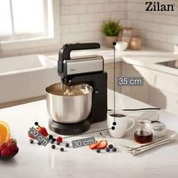 Elektrische Handmixer - Keukenmixer Deegkneedmachine - Bakken en Koken - Automatisch Roterende Kom - 3.5 Liter Kom - Zwart Zilver — thumbnail 4