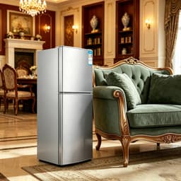Deze compacte minikoelkast met dubbele deur en vriesvak heeft een inhoud van 43 liter en is ruimtebesparend waardoor hij geschikt is voor slaapkamers woonkamers keukens kantoren en studentenkamers Afmetingen 67*39*35,5 cm zilver) — thumbnail 4