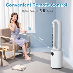 Torenventilator stil en bladloos - afstandsbediening - oscillerend - 24 snelheden - timer 12 uur - wit — thumbnail 5
