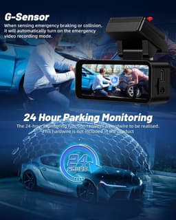 SnelShoppen - 4K Dual-Dashcam met Wifi en GPS, 3,16 inch IPS Autocamera, Voorzijde 4K + Achterzijde 1080P, Nachtzicht, Loop-opname, G-sensor, 24-Uurs — thumbnail 4
