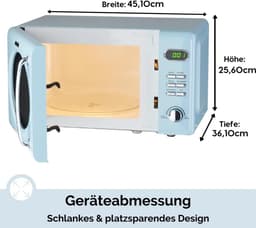 SnelShoppen - Retro staande magnetron 700 W met 20 liter ovenruimte, 5 vermogensniveaus, 8 kookprogramma's, ontdooifunctie, metalen behuizing en draai — thumbnail 3