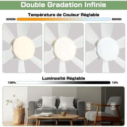 Plafondventilator - 40W - E27 fitting, diameter 52 cm, platte lampenkap, afneembare bladen, afstandsbediening, slaapkamerverlichting, geïntegreerde lamp — thumbnail 2