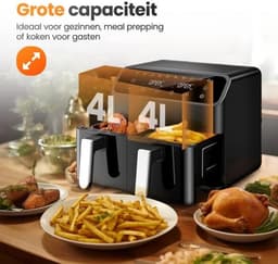 Airfryer XXL - 11 l (2 x 5,5 l) - dubbele zone met SYNC - 2950 W - PFAS-vrij - vaatwasmachinebestendig — thumbnail 4