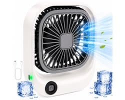 Draagbare Bureauventilator - Lichtgewicht USB-C Ventilator - Handventilator Oplaadbaar - Mini Tafel Ventilator - 3 Standen - Mini Desk Fan - Compacte Kleine Oplaadbare Ventilator - voor Auto, Kantoor & Onderweg - Handwaaier - Wit - Silvergear — afbeelding 1