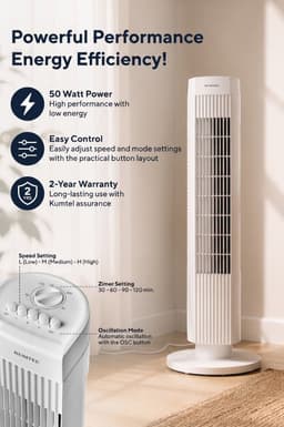 Staande Ventilator/Fan - 100% ABS - 24.4 x 24.4 x 74.5 cm — thumbnail 5