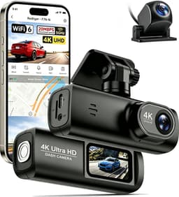 Namajunas – Dashcam voor auto voor en achter – 4K+1080P, WiFi, HDR nachtzicht -24-uurs bewaking– Dashcam voor auto full hd gps– G sensor, 170° groothoek, loop-opname, parkeerstand — thumbnail 1