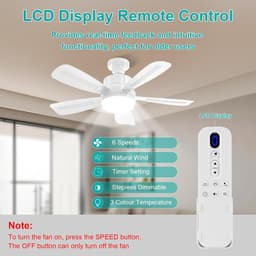 Plafondventilator met Lamp - Ventilatorlamp - Ruimte Koelen - 6 Snelheden - 50cm - Wit — thumbnail 1