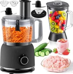Thuys - Foodprocessor & Blender 1500W – 2,5 L Foodprocessor + 2 L Glazen Blender – 20.000 RPM – 2 Snelheden & Pulse – Zwart — thumbnail 1