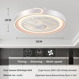 Plafondventilator met Licht - Ventilatorlamp - Comfort in Huis - Stille DC Motor - 72W 7200lm - Wit — thumbnail 1