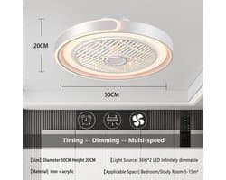 Plafondventilator met Licht - Ventilatorlamp - Comfort in Huis - Stille DC Motor - 72W 7200lm - Wit