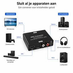 HDMI ARC Audio Extractor – 192kHz DAC Audio Converter – HDMI ARC naar Optisch Toslink, RCA L/R & 3,5mm AUX – CEC – Zwart — thumbnail 2
